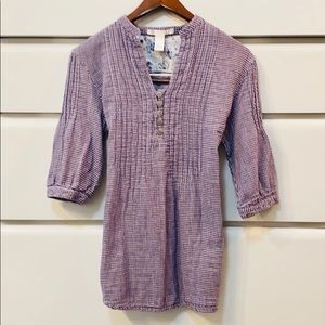 🎒Adorable Lavender Gingham Tie in the back Shirt